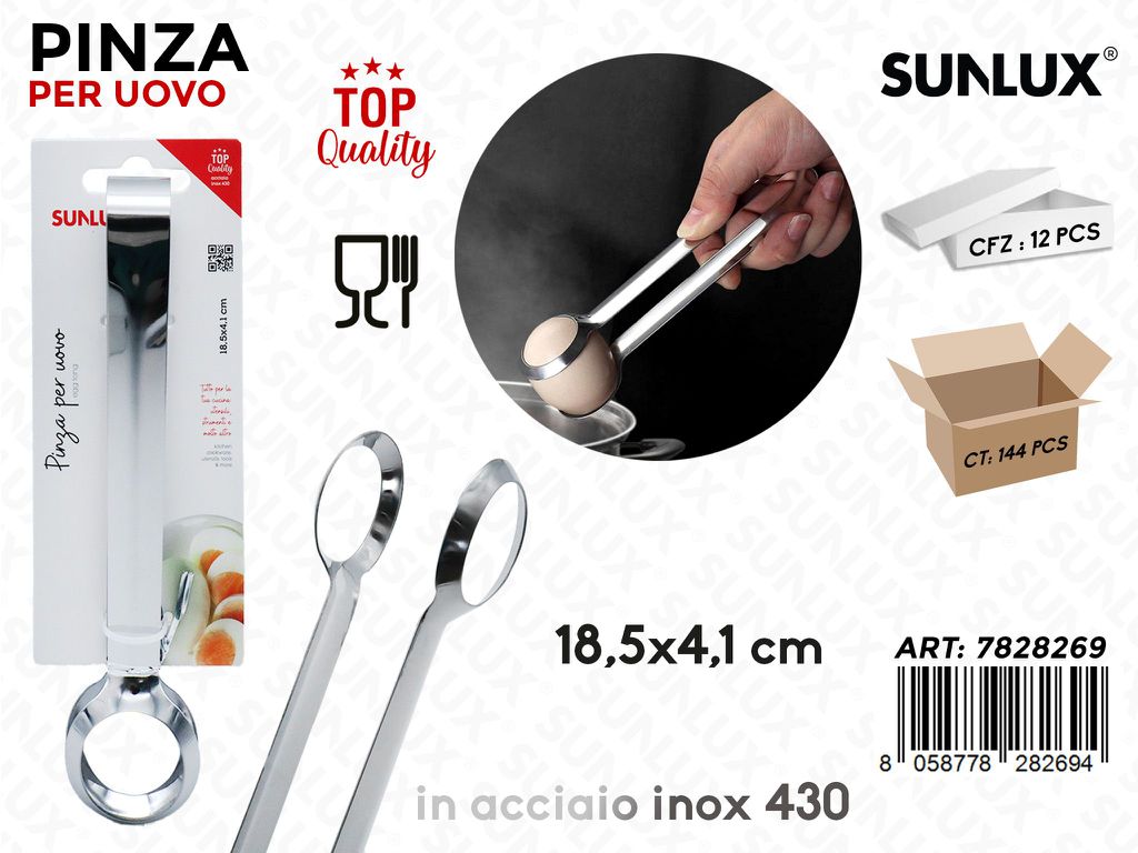 Sunlux Pinza per Uovo Acc.inox 430 18.5*4.1CM
