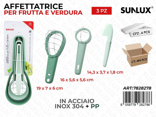 Sunlux Set Affetta Frutta 3PCS Inox 304 Ass.