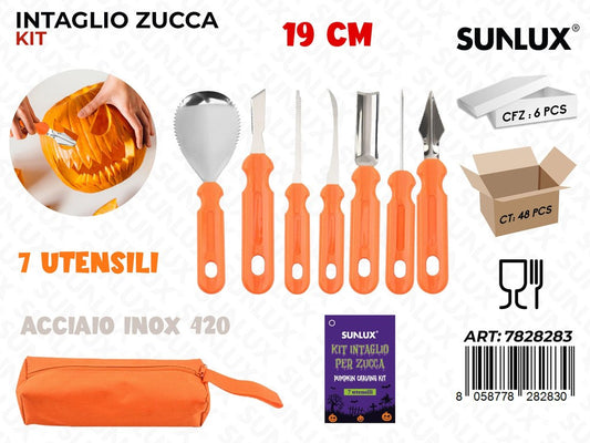 Sunlux Kit Intaglio Zucca 7PCS ACC.420 c/Astuccio 19CM