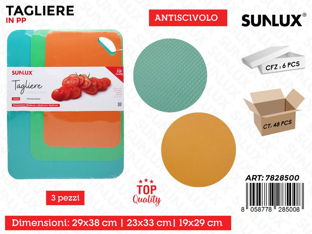 Sunlux Tagliere Antisc. Pp 3PCS Ass.