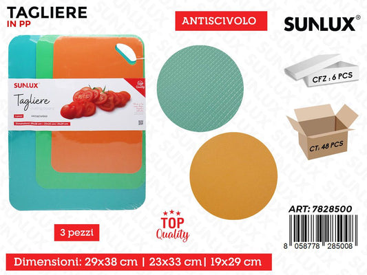 Sunlux Tagliere Antisc. Pp 3PCS Ass.