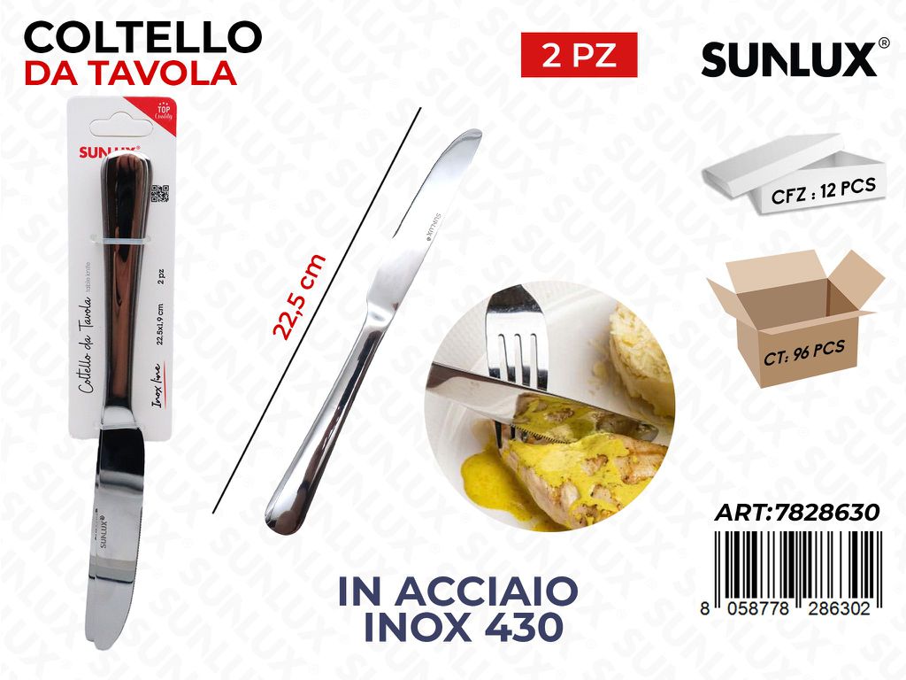 Sunlux Coltello da Tavola 2PCS Acc.inox 430 22.5CM