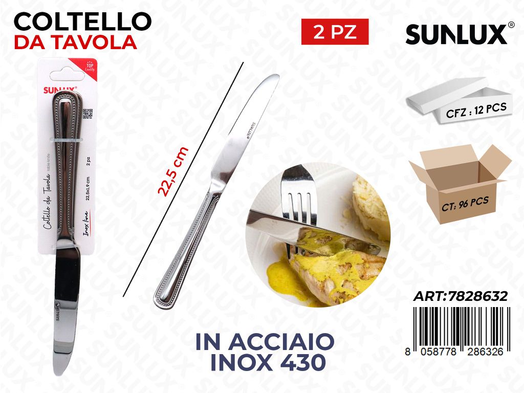 Sunlux Coltello da Tavola 2PCS Acc.inox 430 22.5CM