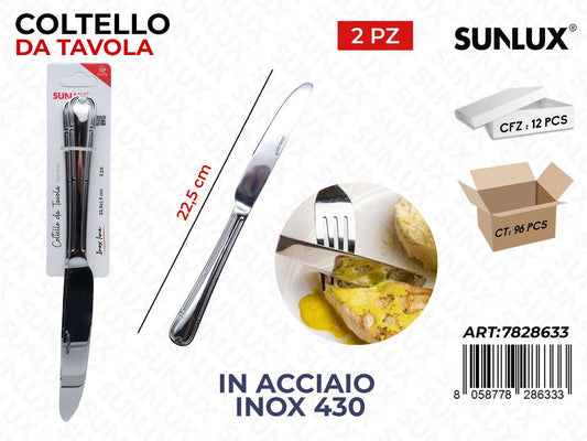 Sunlux Coltello da Tavola 2PCS Acc.inox 430 22.5CM