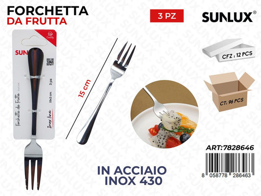 Sunlux Forchetta da Frutta 3PCS Acc.inox 430 15CM
