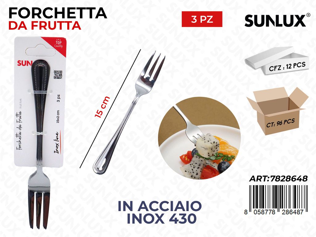 Sunlux Forchetta da Frutta 3PCS Acc.inox 430 15CM
