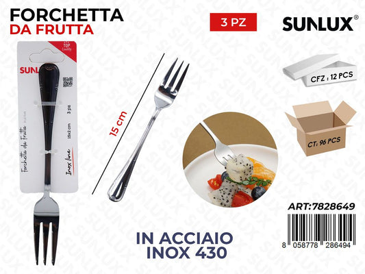 Sunlux Forchetta da Frutta 3PCS Acc.inox 430 15CM
