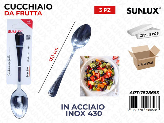 Sunlux Cucchiaio da Frutta Acc.inox 430 3PCS 15.1CM