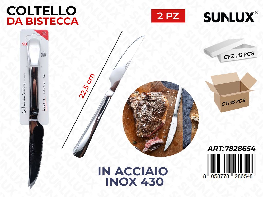 Sunlux Coltello da Bistecca 2PCS Acc.inox 430 22.5CM