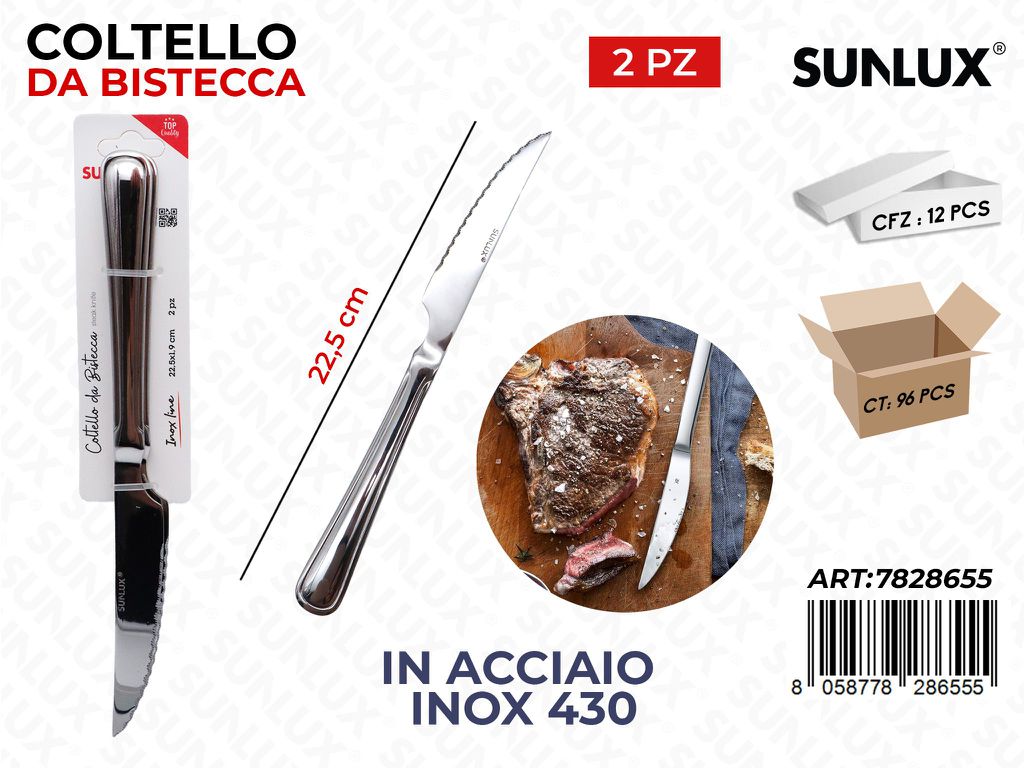 Sunlux Coltello Bistecca Acc.inox 430 2PCS 22.5CM