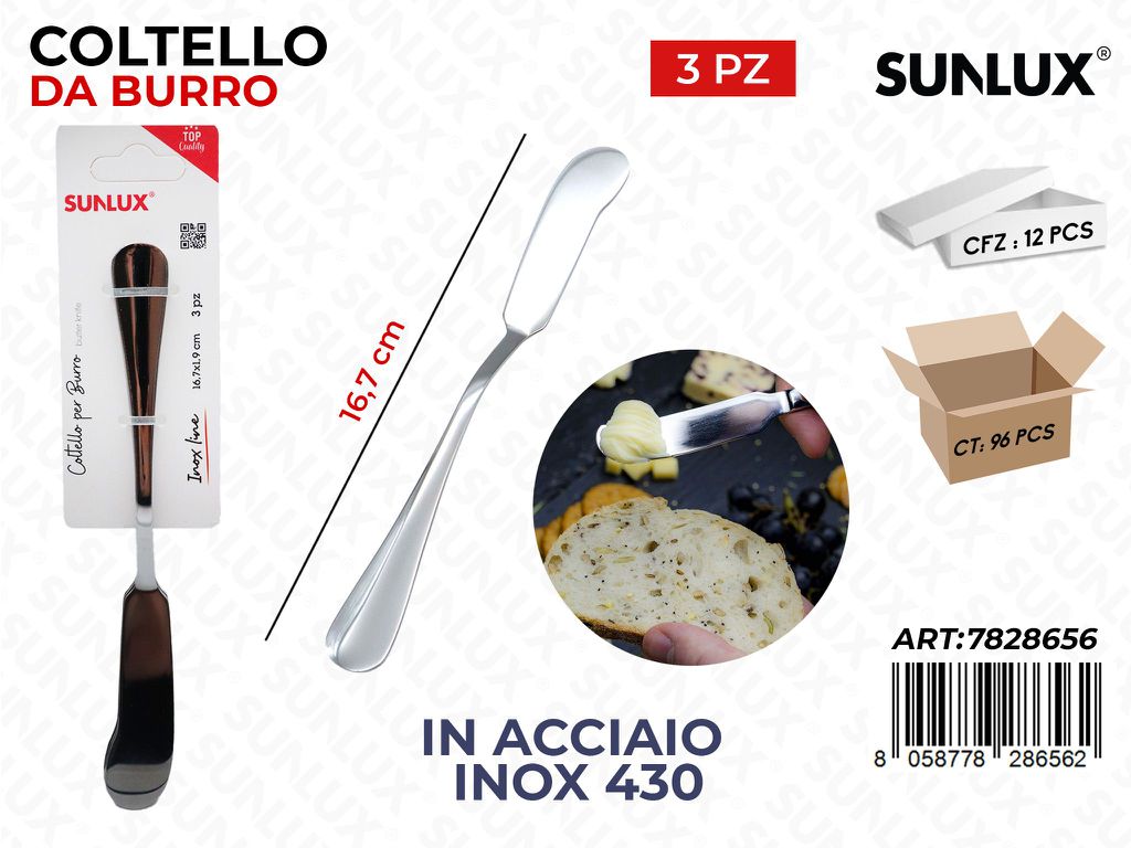 Sunlux Coltello da Burro Acc.inox 430 3PCS 16.7CM