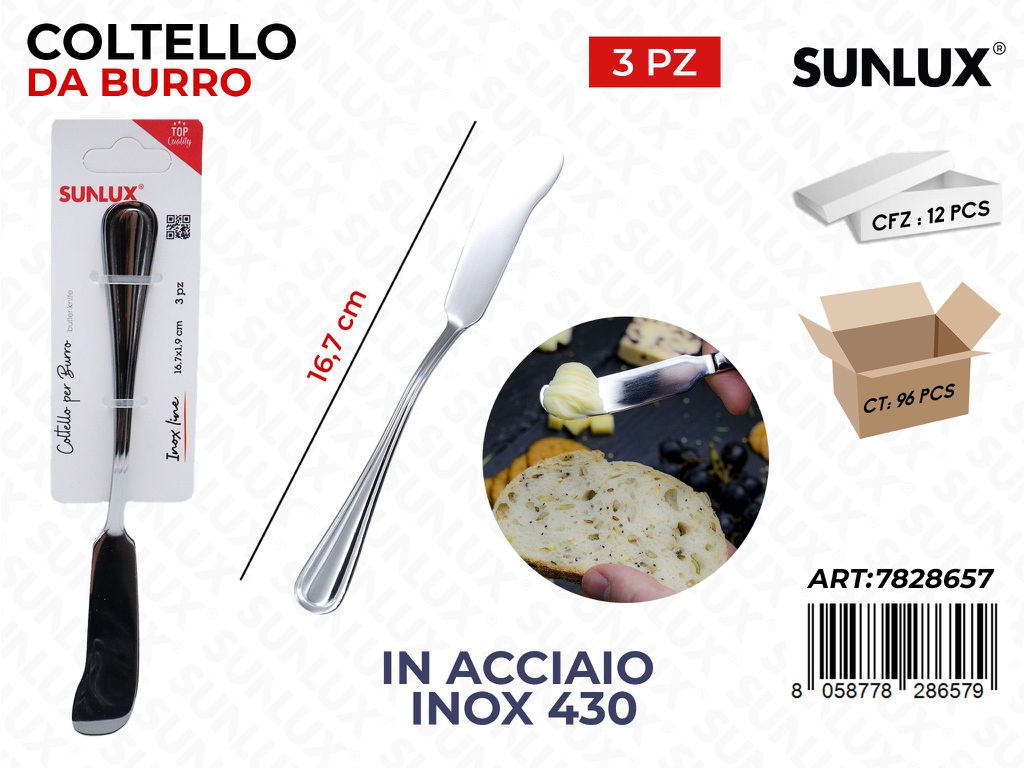 Sunlux Coltello da Burro 3PCS Acc.inox 430 16.7CM
