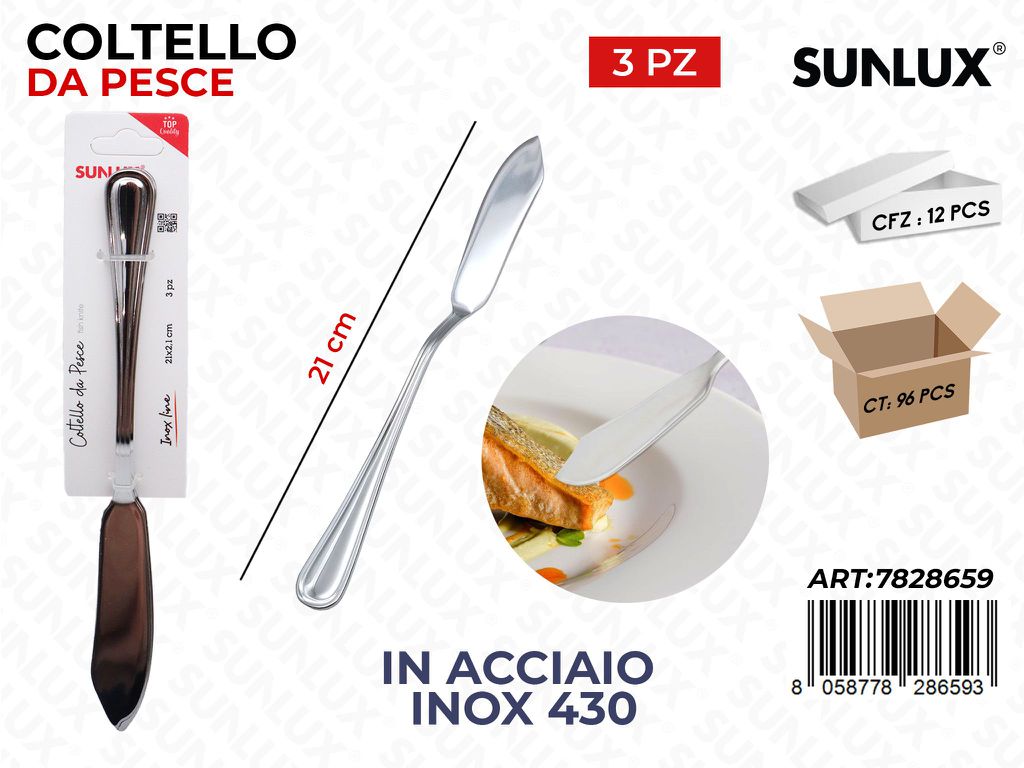 Sunlux Coltello da Pesce Acc.inox 430 3PCS 21CM