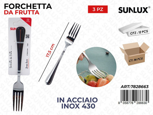 Sunlux Forchetta da Frutta 3PCS Acc.inox 430 17.5CM