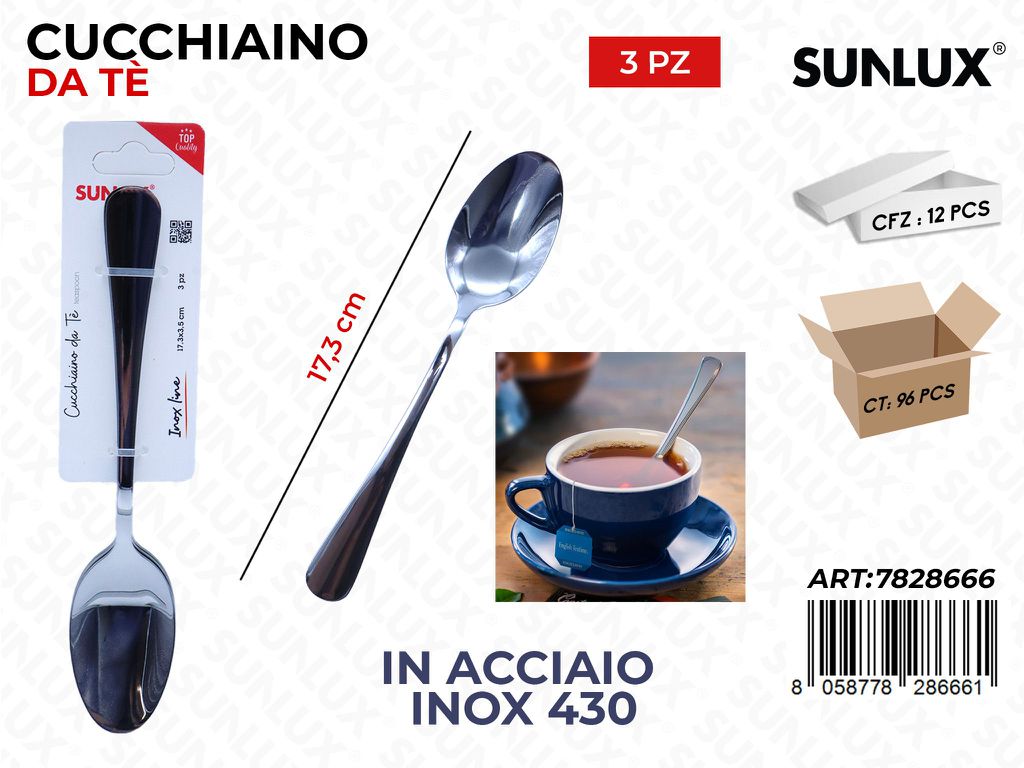 Sunlux Cucchiaino da Te Acc.inox 430 3PCS 17.3CM