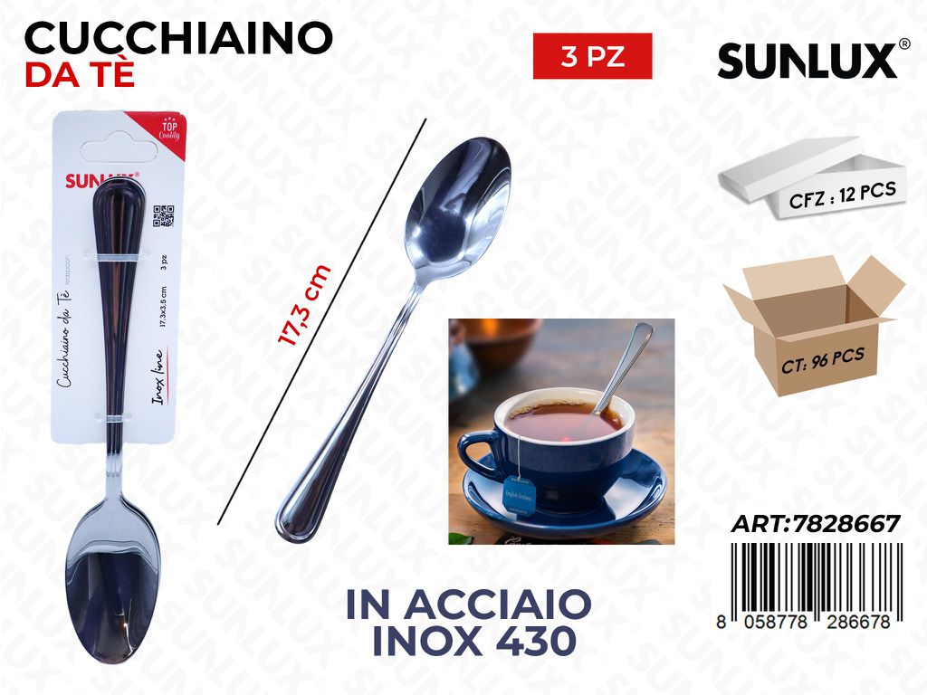 Sunlux Cucchiaino da Te Acc.inox 430 3PCS 17.3CM
