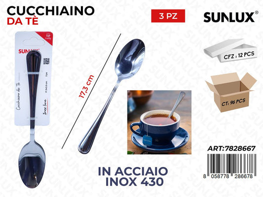 Sunlux Cucchiaino da Te Acc.inox 430 3PCS 17.3CM
