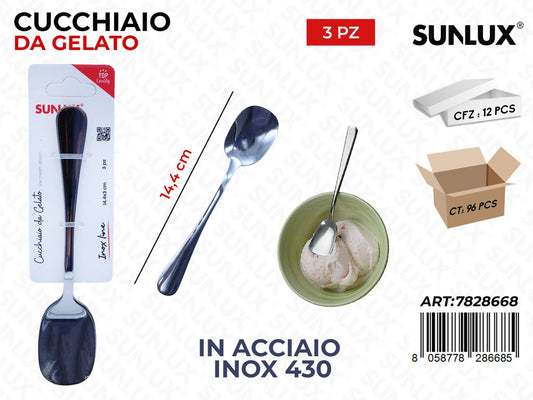 Sunlux Cucchiaio da Gelato Acc.inox 430 3PCS 14.4CM