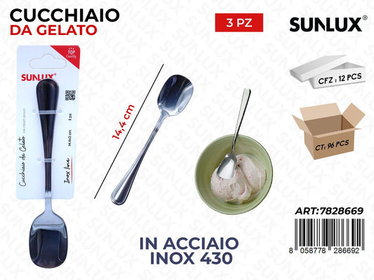 Sunlux Cucchiaio da Gelato Acc.inox 430 3PCS 14.4CM