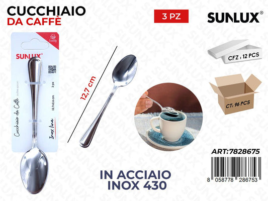 Sunlux Cucchiaio da Caffe 3PCS Acc.inox 430 12.7CM