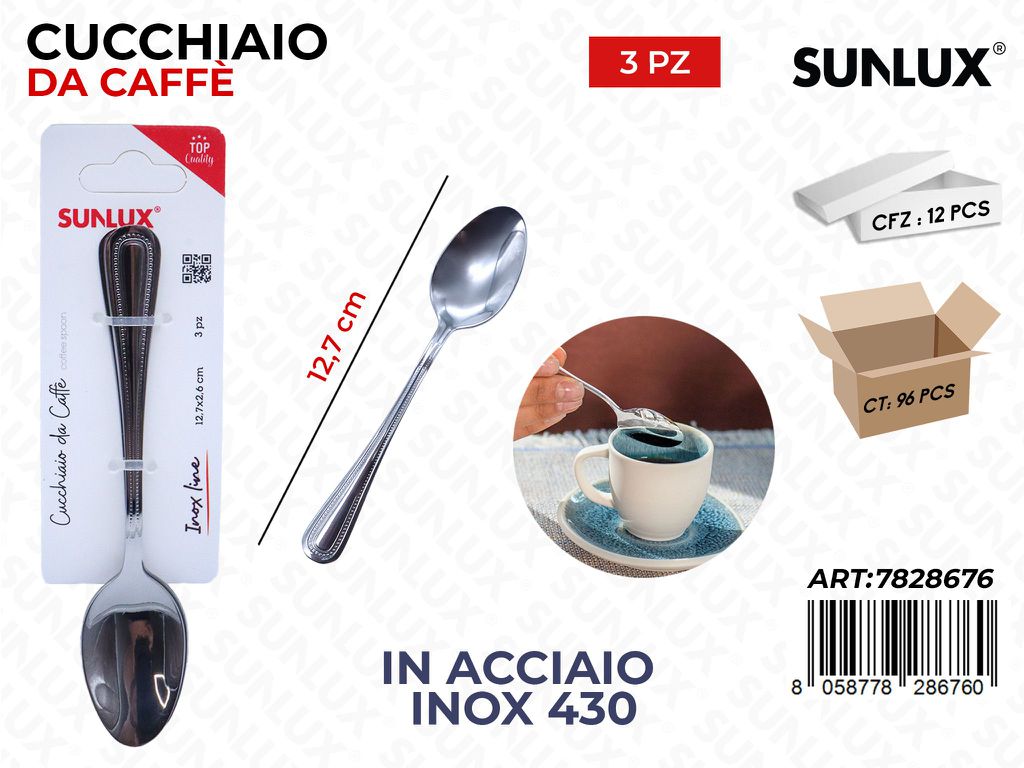 Sunlux Cucchiaio da Caffe 3PCS Acc.inox 430 12.7CM