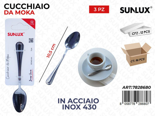 Sunlux Cucchiaio da Moka Acc.inox 430 3PCS 10.5CM