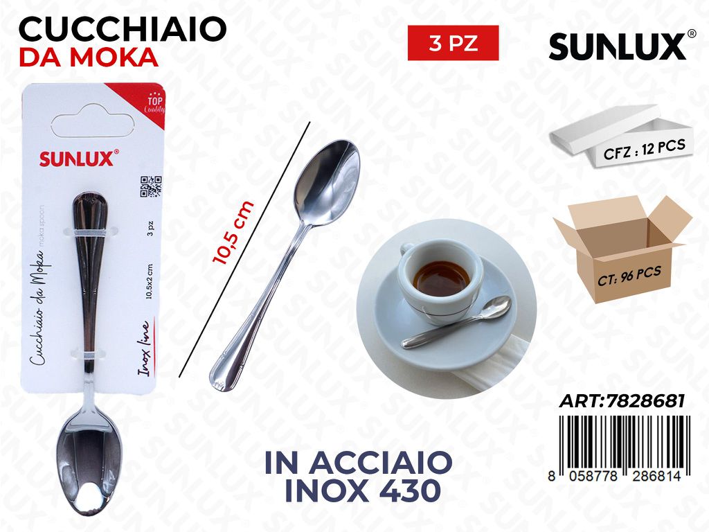 Sunlux Cucchiaio da Moka 3PCS Acc.inox 430 10.5CM