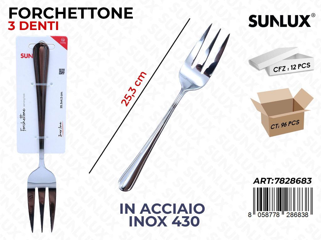 Sunlux Forchettone 3DENTI Acc.inox 430 25.3CM