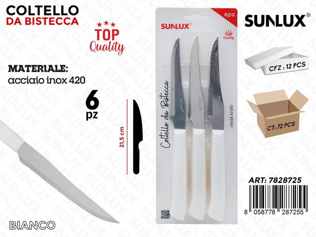 Sunlux Coltello da Bistecca Bi. Acc. 420 6PCS 21.5CM