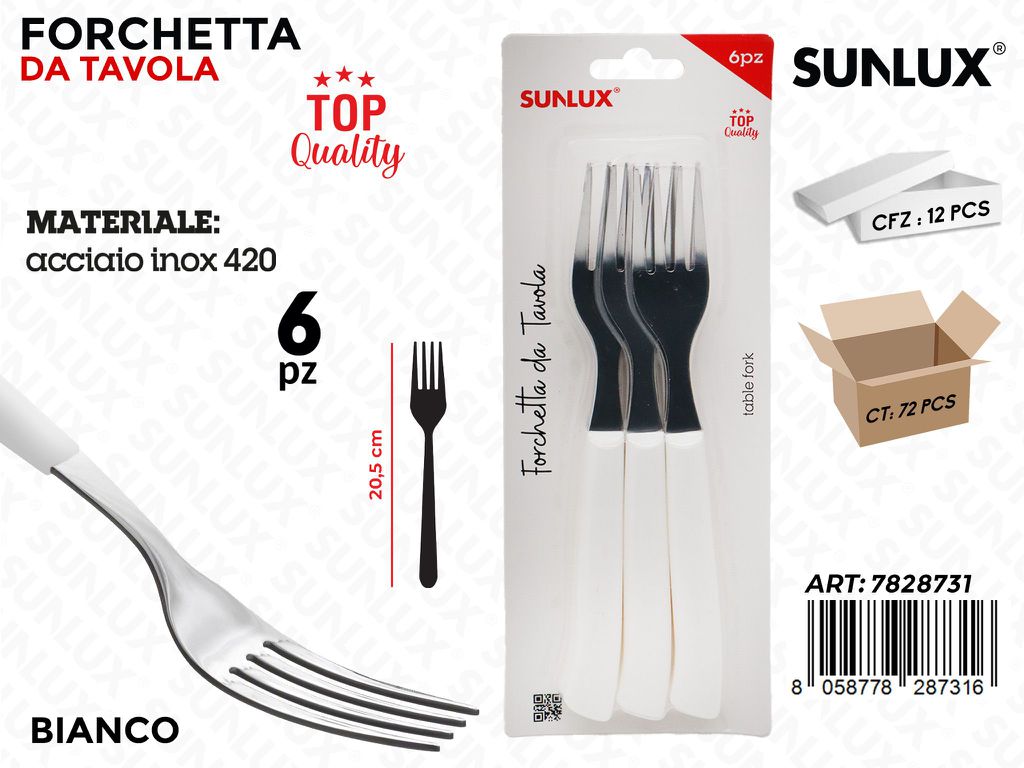 Sunlux Forchetta da Tavola Bia. Acc. 420 6PCS 20.5CM