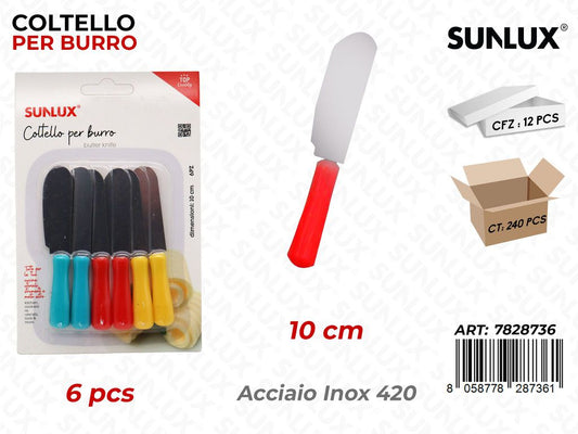 Sunlux Coltello Burro Acc. Inox 420 6PCS 10CM