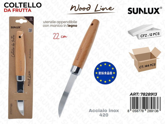 Sunlux Wood L. Coltello da Frutta Acc. 420 22CM