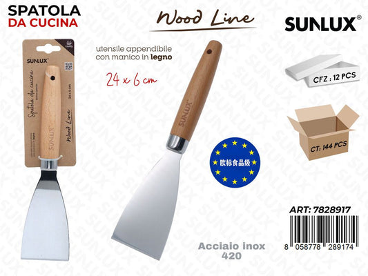 Sunlux Wood L. Spatola da Cucina Acc. 420 24*6CM