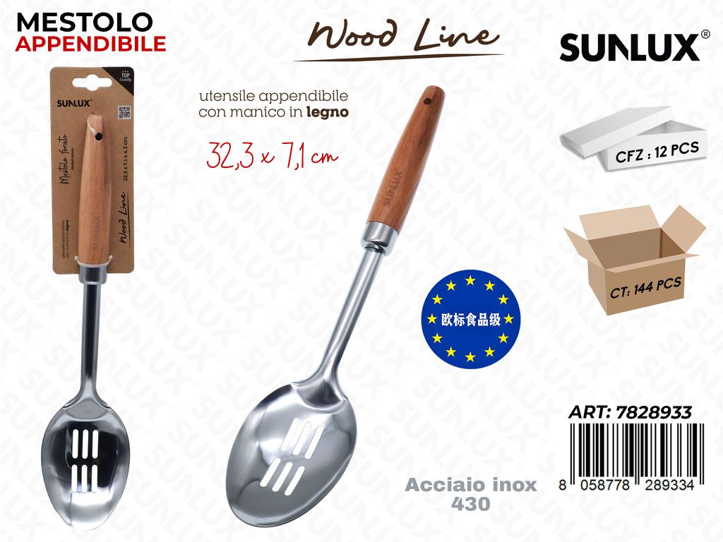 Sunlux Wood L. Mestolo Forato ACC.430 32.3*7.1CM