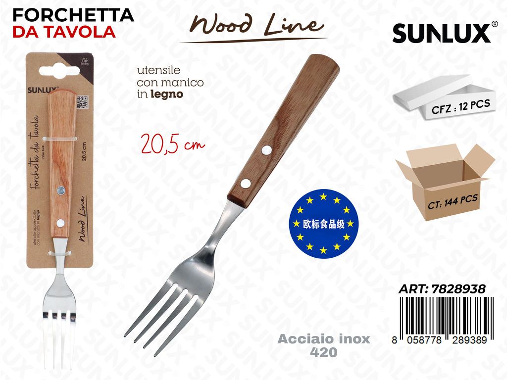 Sunlux Wood L. Forchetta da Tavola ACC.420 20.5CM