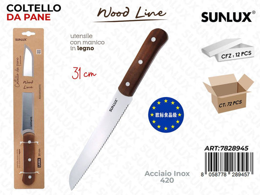 Sunlux Wood L. Coltello da Pane ACC.420 31CM