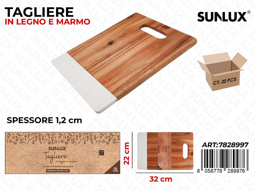 Sunlux Tagliere in Legno-marmo 32*22*1.2CM