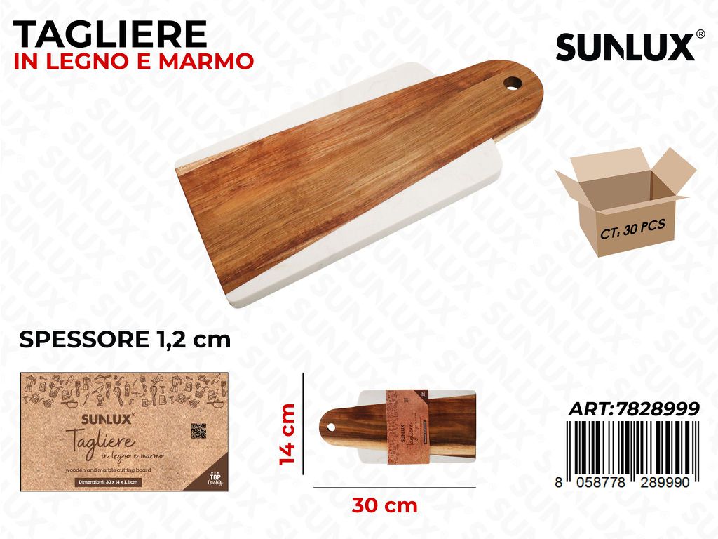 Sunlux Tagliere in Legno-marmo 30*14*1.2CM