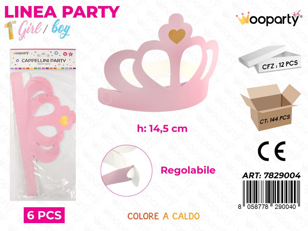 L. 1 COMP. GIRL CAPPELLINI PARTY 14.5CM 6PCS /PZ DA 12**