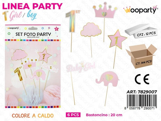 L. 1 COMP. GIRL SET FOTO PARTY 20CM 6PCS /PZ DA 12**