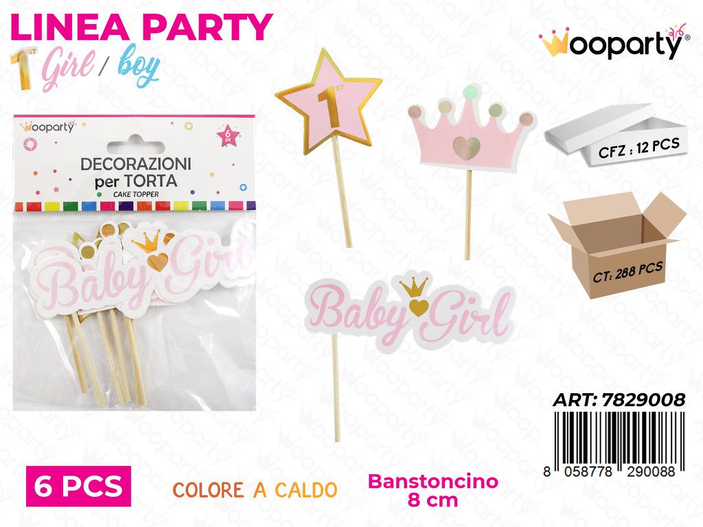 L. 1 COMP. GIRL DEC. PARTY 8CM 6PCS /PZ DA 12**