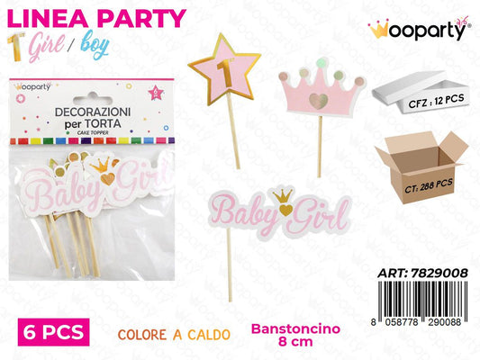 L. 1 COMP. GIRL DEC. PARTY 8CM 6PCS /PZ DA 12**