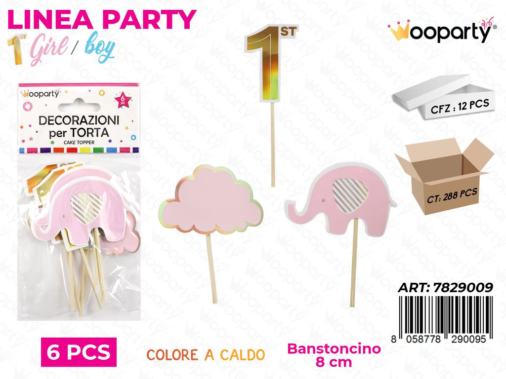 L. 1 COMP. GIRL DEC. PARTY 8CM 6PCS /PZ DA 12**