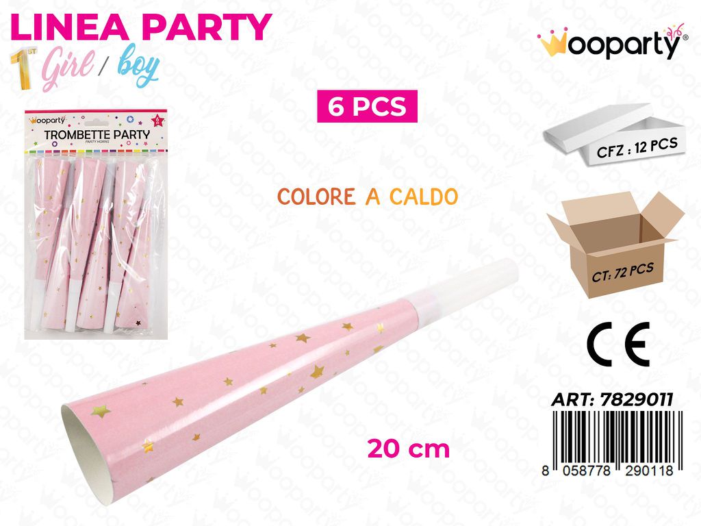 L. 1 COMP. GIRL TROMBETTE 20CM 6PCS /PZ DA 12**