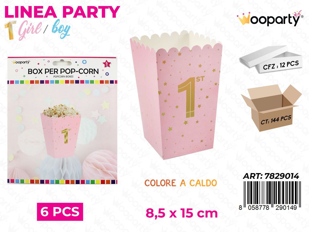 L. 1 COMP. GIRL BOX POP-CORN 8.5*15CM 6PCS /PZ DA 12**