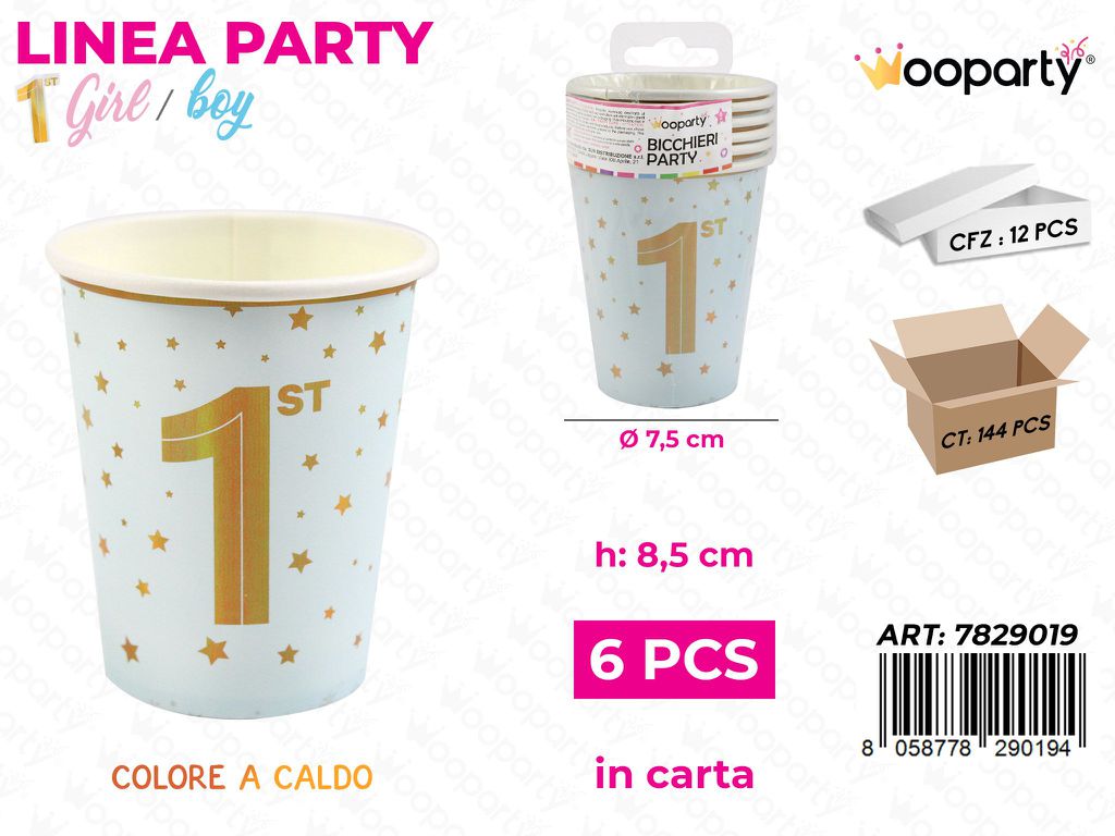 L. 1 COMP. BOY BICCHIERI CARTA D7.5*8.5CM 6PCS /PZ DA 12**