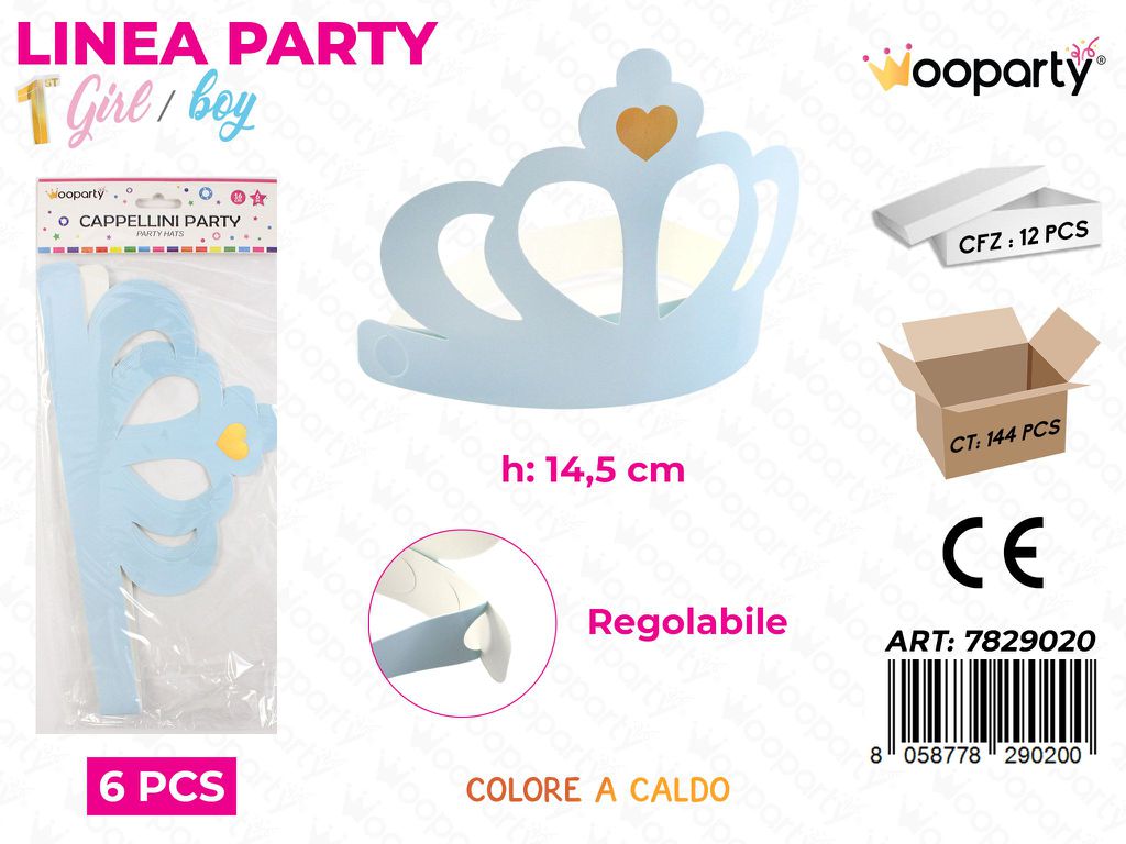 L. 1 COMP. BOY CAPPELLINI PARTY 14.5CM 6PCS /PZ DA 12**