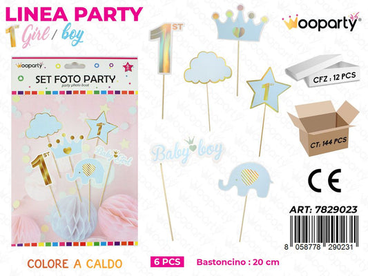 L. 1 COMP. BOY SET FOTO PARTY 20CM 6PCS /PZ DA 12**