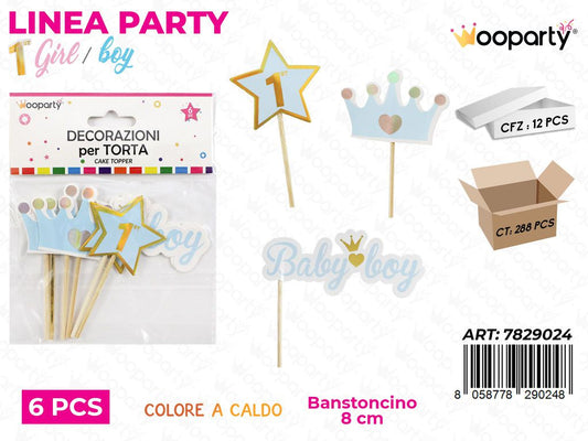 L. 1 COMP. BOY DEC. PER TORTA 8CM 6PCS /PZ DA 12**