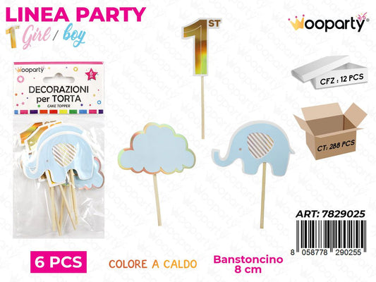 L. 1 COMP. BOY DEC. PER TORTA 8CM 6PCS /PZ DA 12**